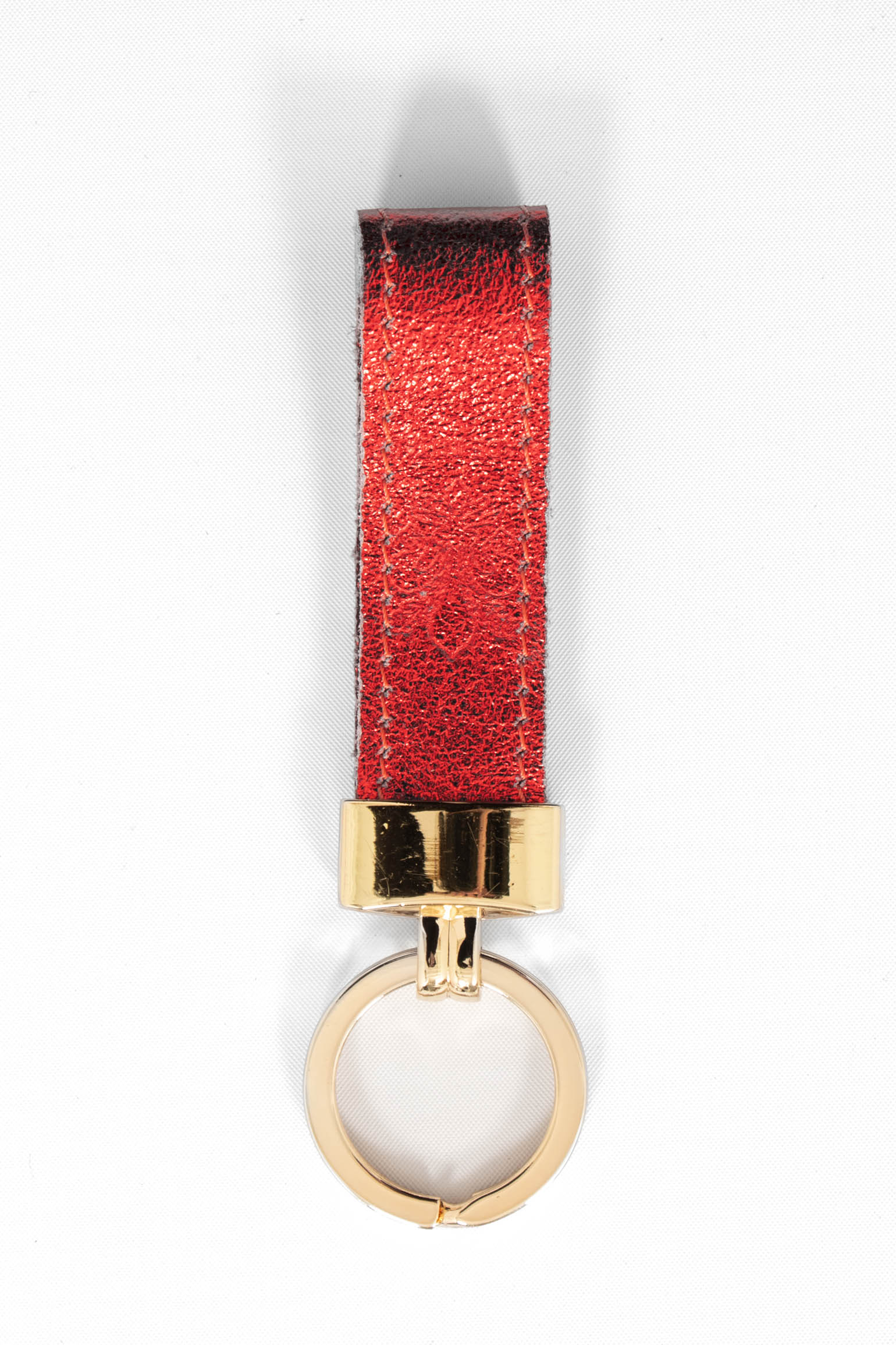 Sarta Italian Leather Loop Keyring Metallic Red Scarlett Handbag ...