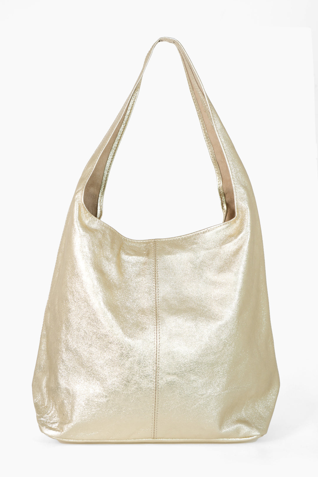 ridley-gold-metallic-italian-leather-shoulder-bag-front-view