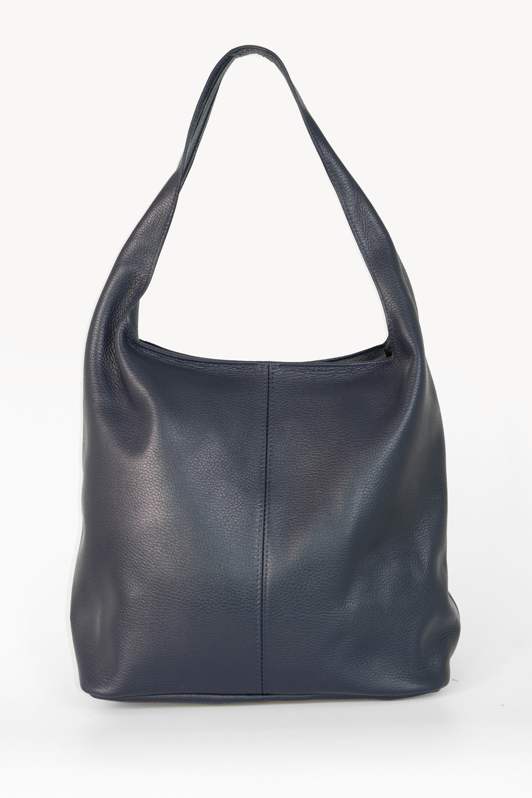 ridley-navy-blue-pebbled-italian-leather-shoulder-bag-front-view
