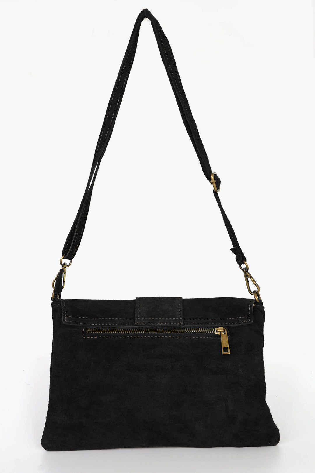 Buckle-Clutch-Bag-Italian-Suede-Leather-in-Black-Back