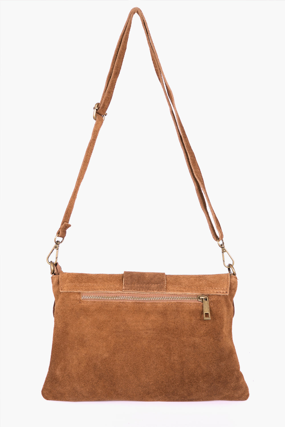 Buckle-Clutch-Bag-Italian-Suede-Leather-in-Tan-Back