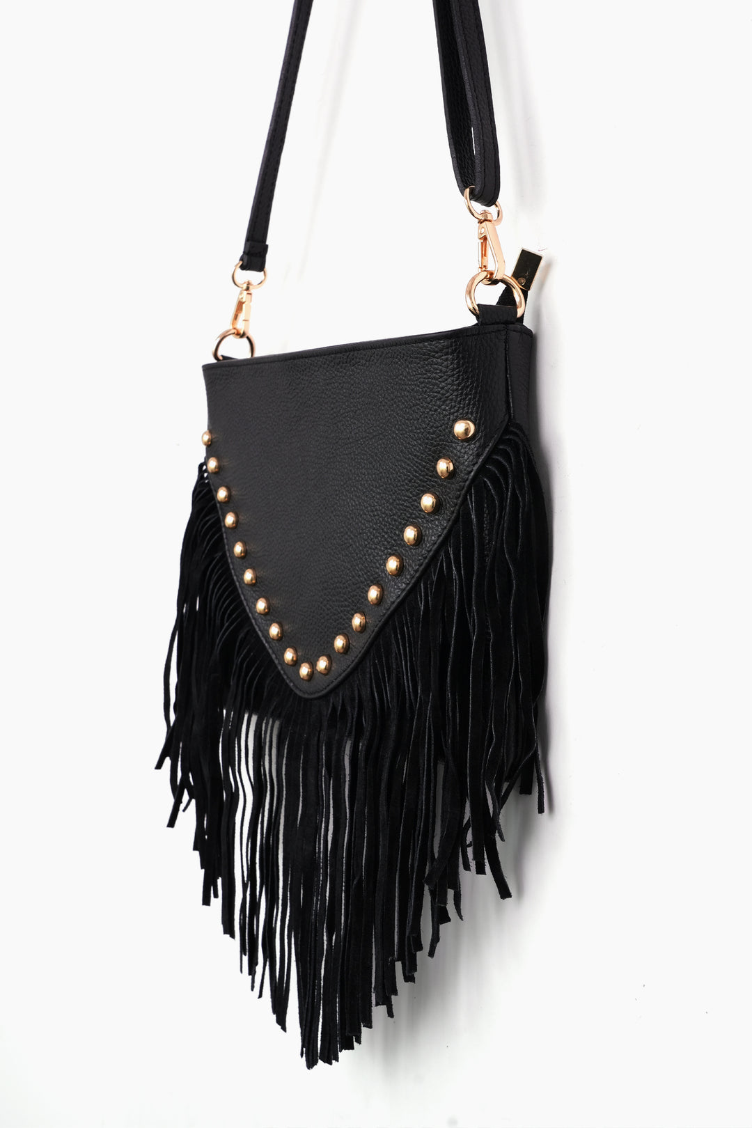 Suede-Fringed-Crossbody-Bag-Italian-Leather-in-Black-Side