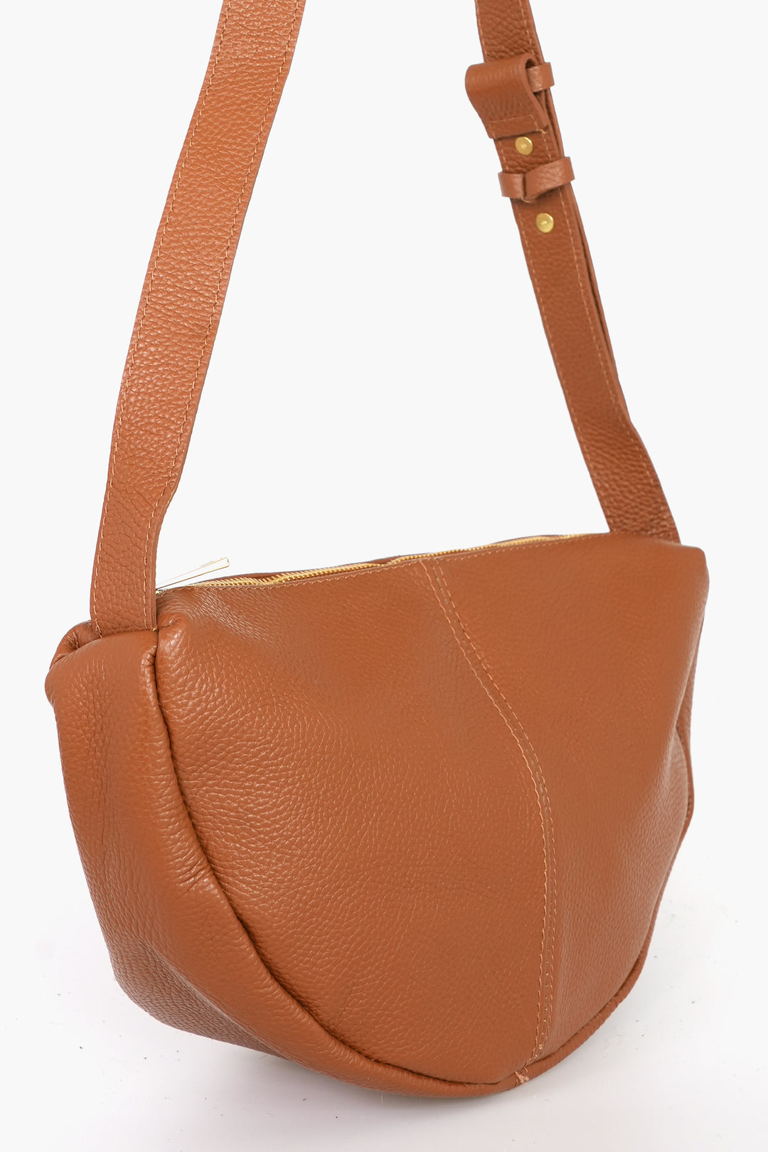 Half-Moon-Crossbody-Bag-Pebbled-Italian-Leather-in-Tan-Side