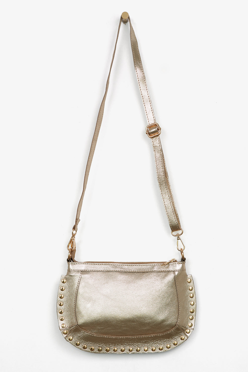 Studded-Crossbody-Bag-Metallic-Italian-Leather-in-Gold-Front