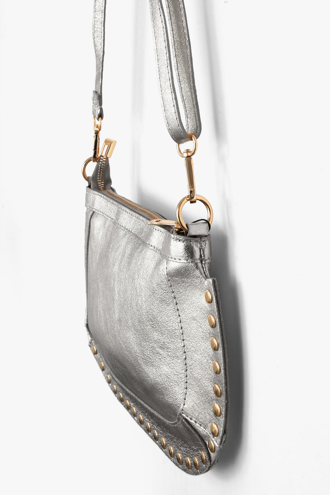 Studded-Crossbody-Bag-Metallic-Italian-Leather-in-Silver-Side