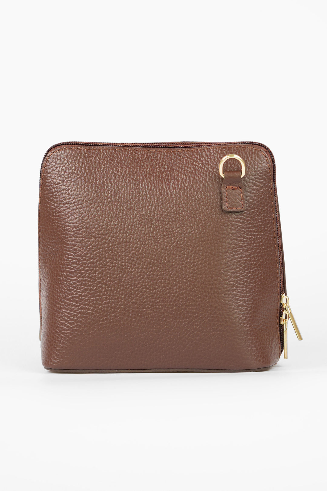 Square Structured Italian Leather Cross Body Bag in Chocolate