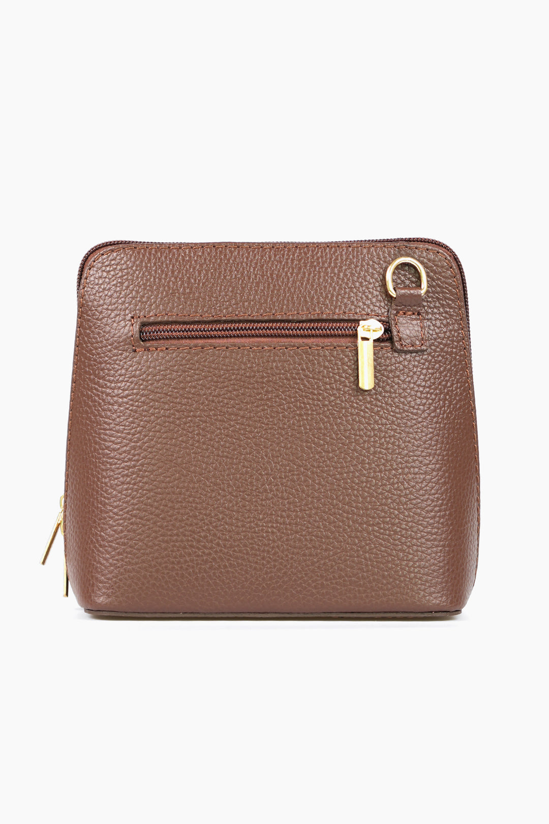 Square Structured Italian Leather Cross Body Bag in Chocolate
