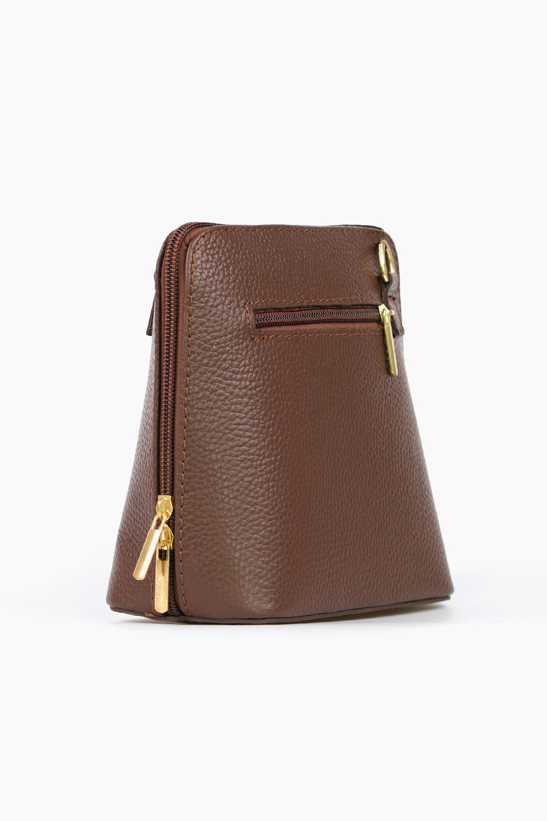 Square Structured Italian Leather Cross Body Bag in Chocolate