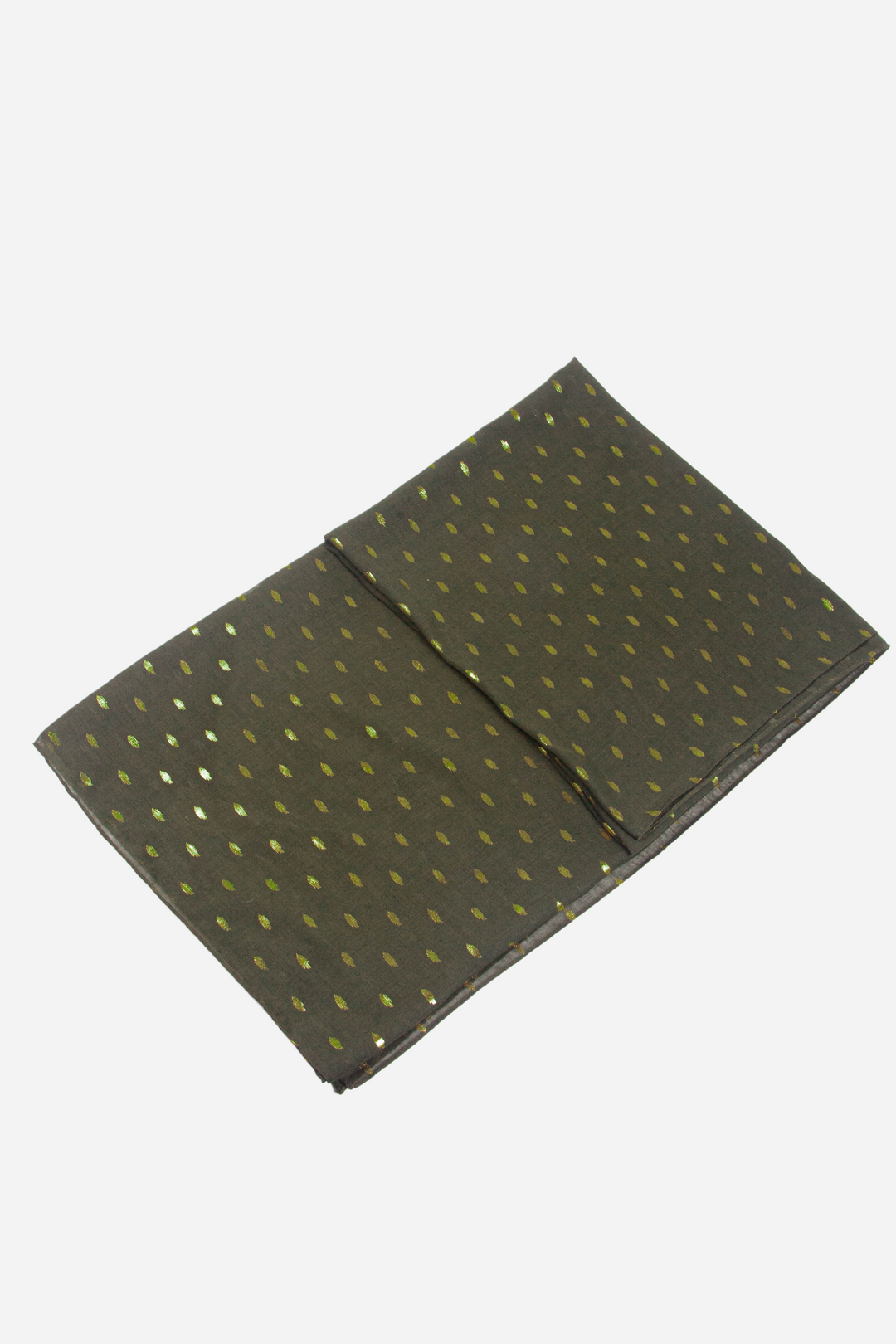 Khaki Gold Metallic Leaf Detail Scarf