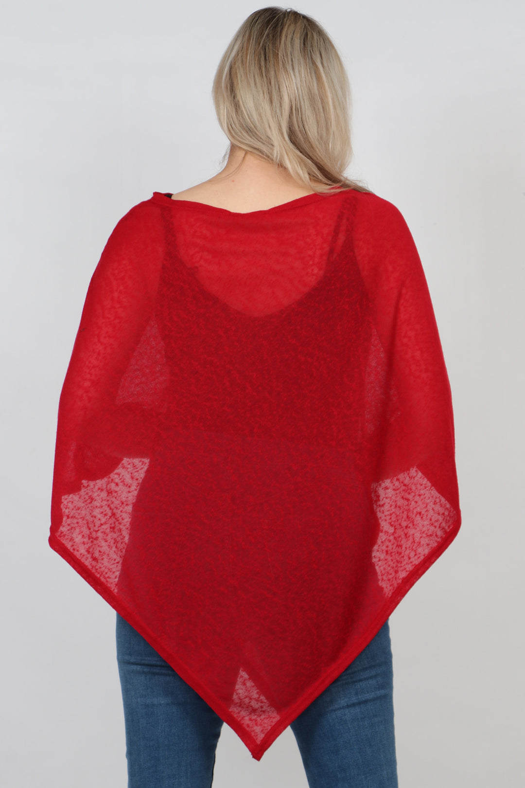 Kim Lightweight Poncho Top One Size - Red