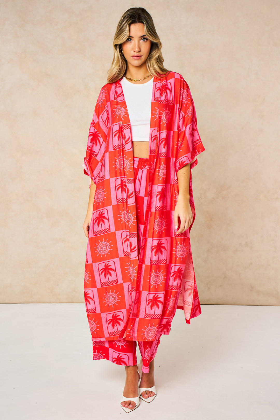 Sun-&-Palm-Tree-Long-Kimono-in-Hot-Pink