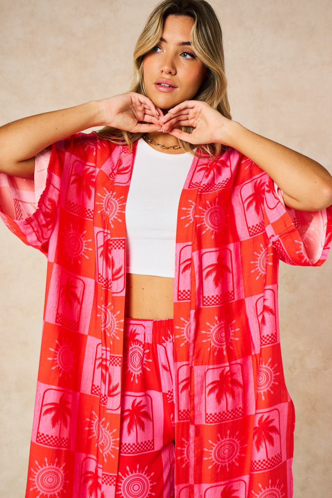 Sun-&-Palm-Tree-Long-Kimono-in-Hot-Pink