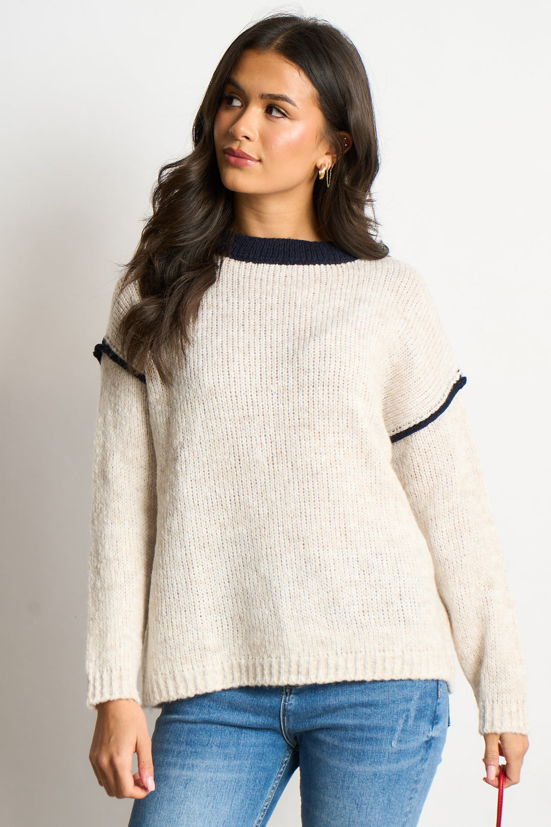 Contrast-Stitch-Italian-Wool-Blend-Jumper-in-Cream-Front-View