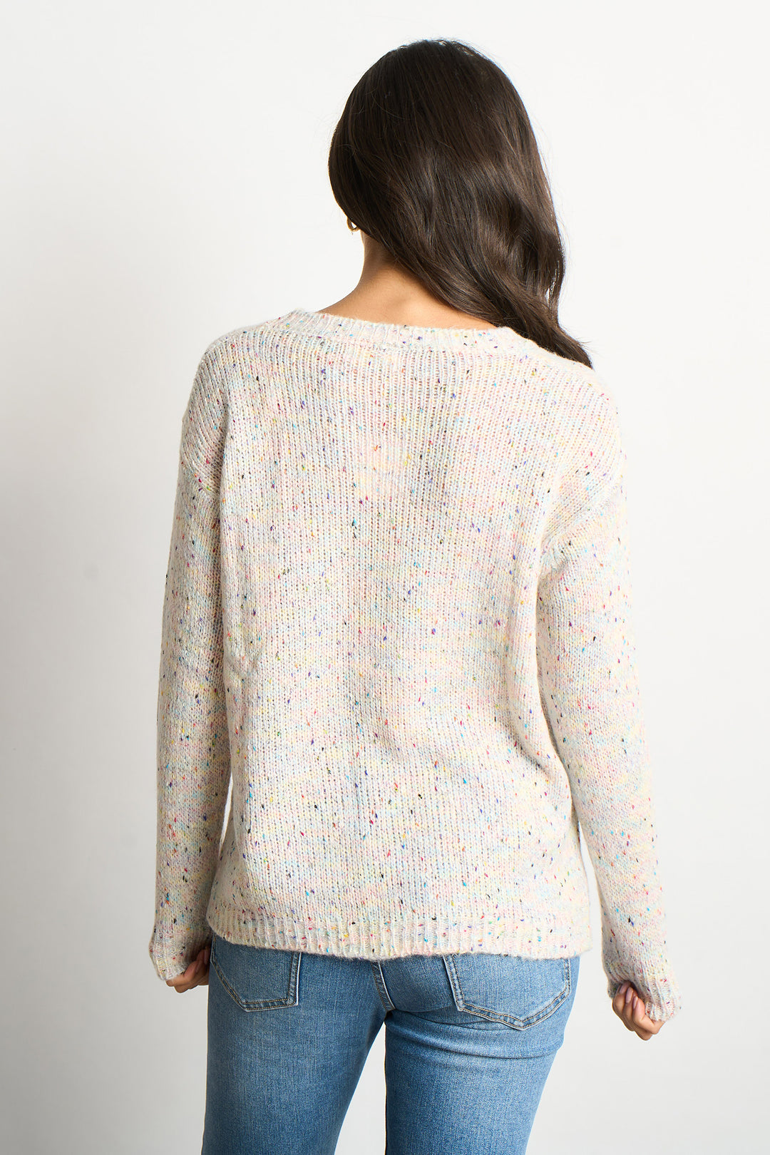 Flecked Italian Wool Blend Jumper in Cream