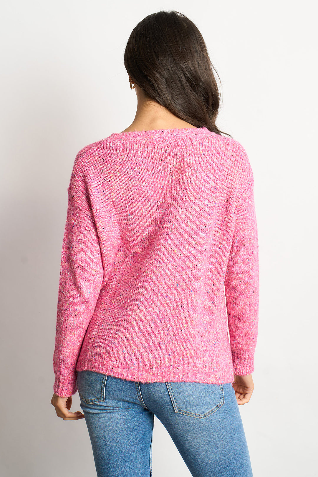 Flecked-Italian-Wool-Blend-Jumper-in-Pink-Back-View