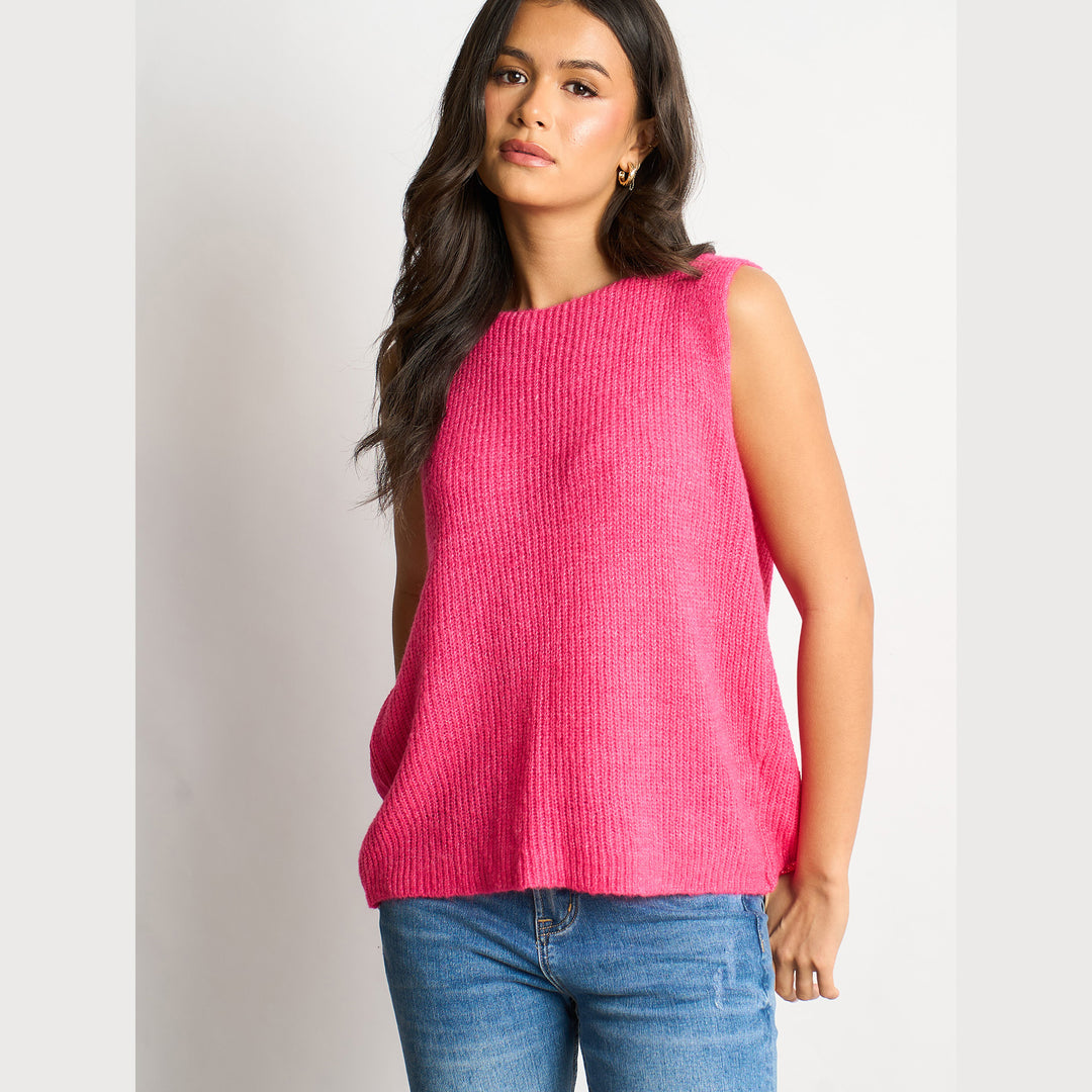 Button-Back-Italian-Wool-Blend-Tank-Top-in-Pink-Front-View