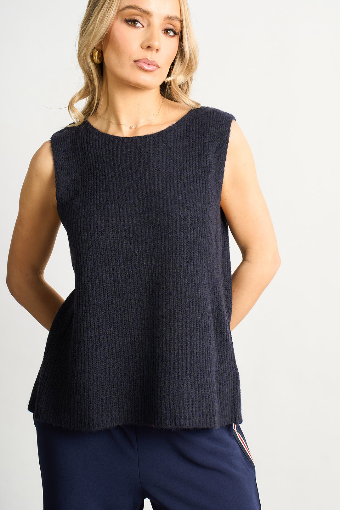 Button-Back-Italian-Wool-Blend-Tank-Top-in-Navy-Blue-Front-View