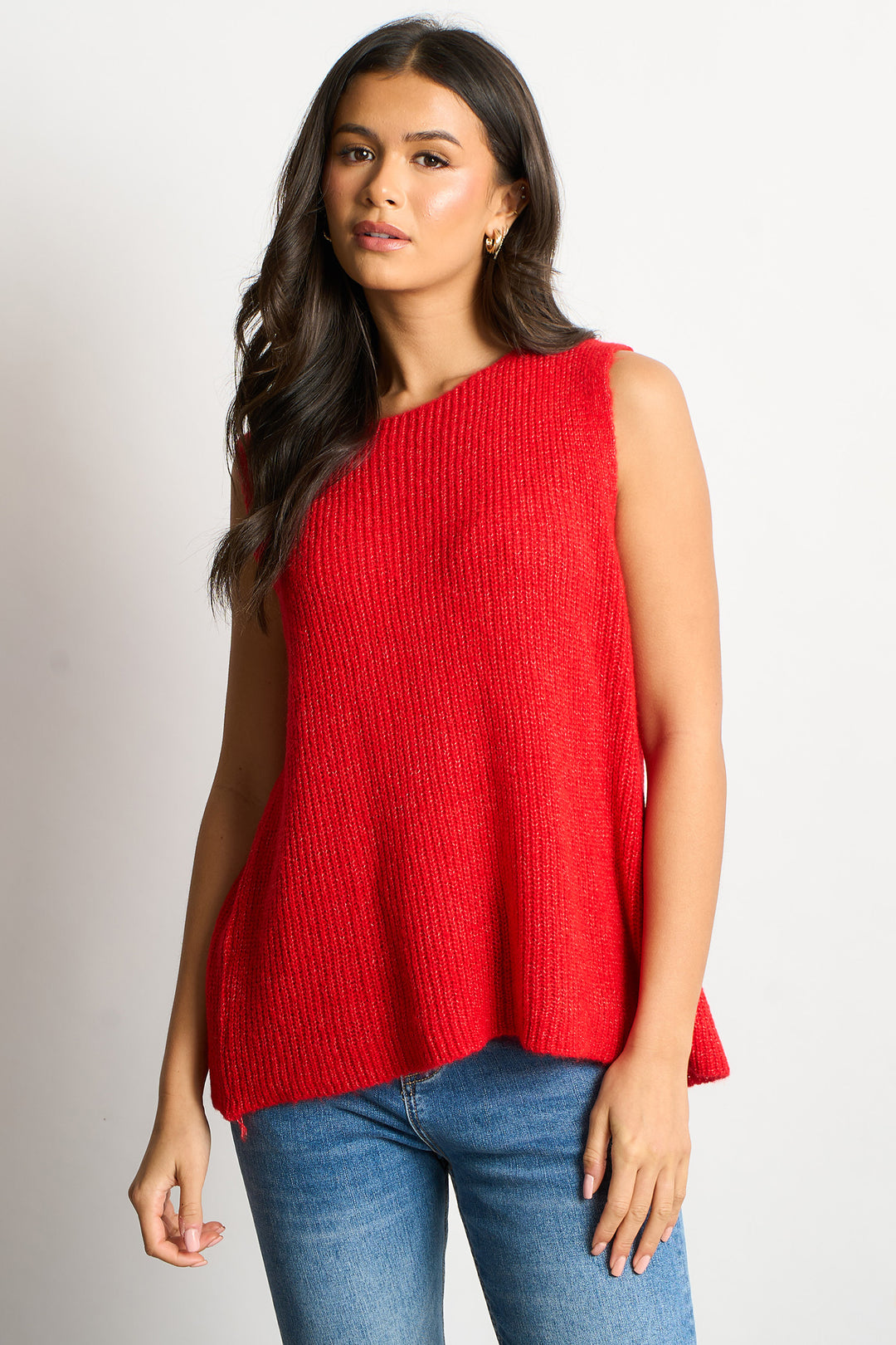 Button-Back-Italian-Wool-Blend-Tank-Top-in-Red-Front-View