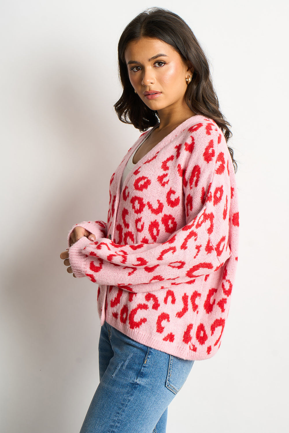 Leopard-Print-Italian-Wool-Blend-Cardigan-in-Pink-Red-Side