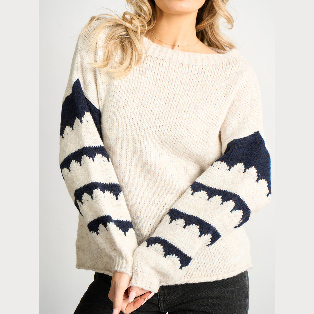 Striped-Sleeve-Italian-Wool-Blend-Jumper-in-Cream-Navy-front