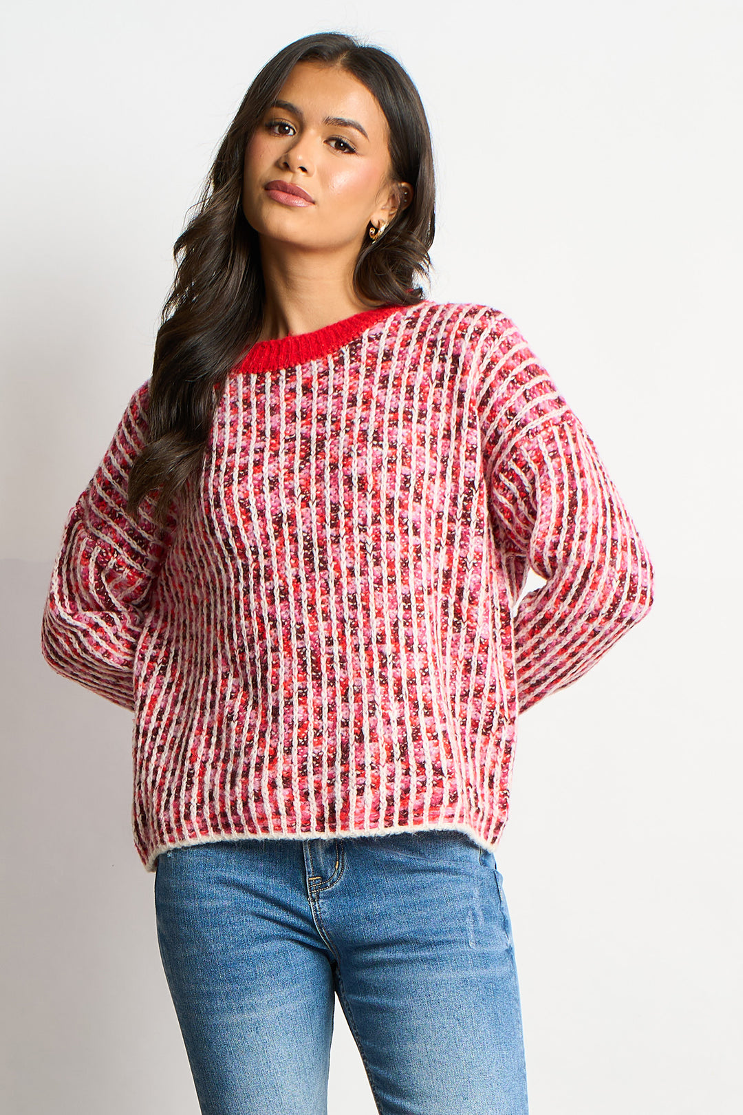 Speckled-Italian-Wool-Blend-Jumper-in-Red-front