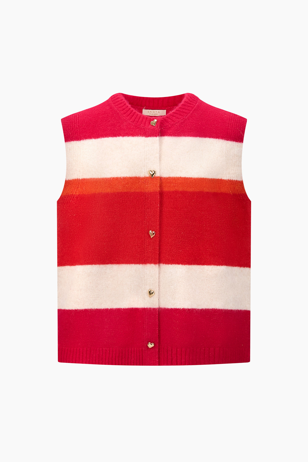 Heart-Buttons-Striped-Sleeveless-Vest-in-Red-Front