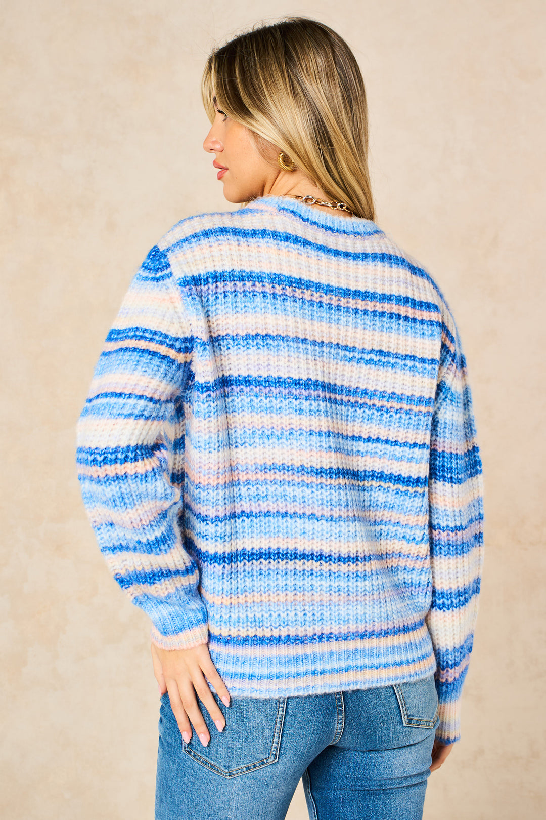 Striped-Round-Neck-Wool-Blend-Jumper-in-Blue-Back