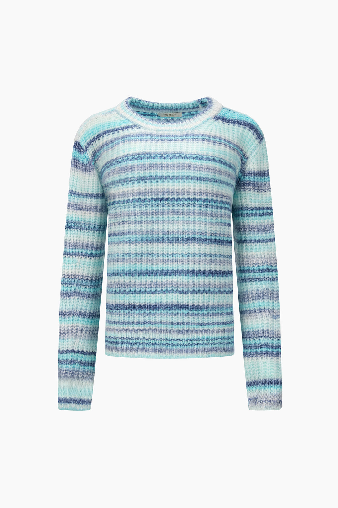 Striped-Round-Neck-Wool-Blend-Jumper-in-Blue-Front