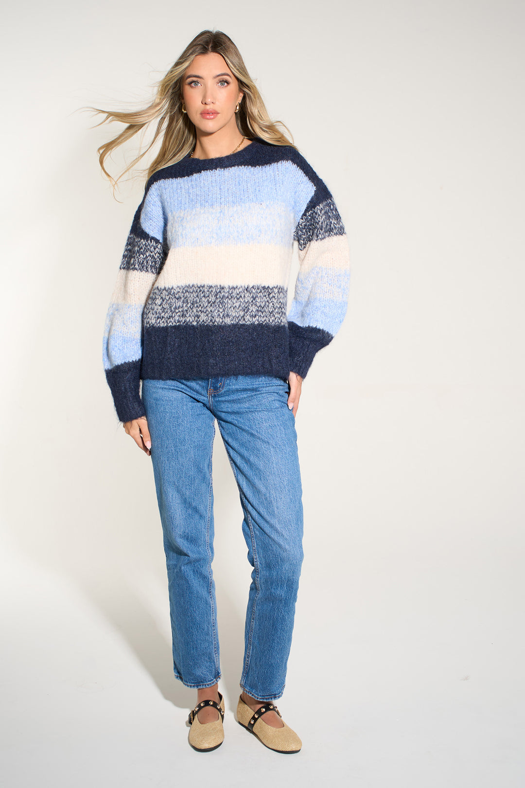 Striped Jumper in Blue/Cream