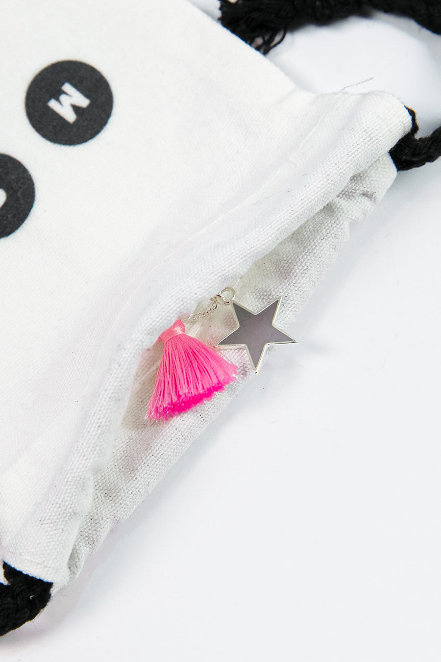 Grey Light Pink Tassel and Star Sliver Plated Necklace