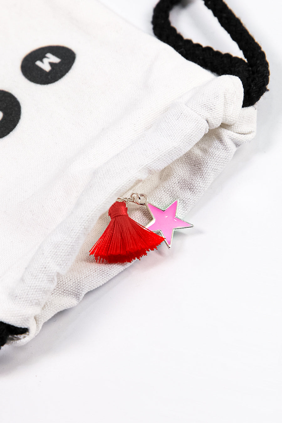 Light Pink Red Tassel and Star Silver Plated Necklace