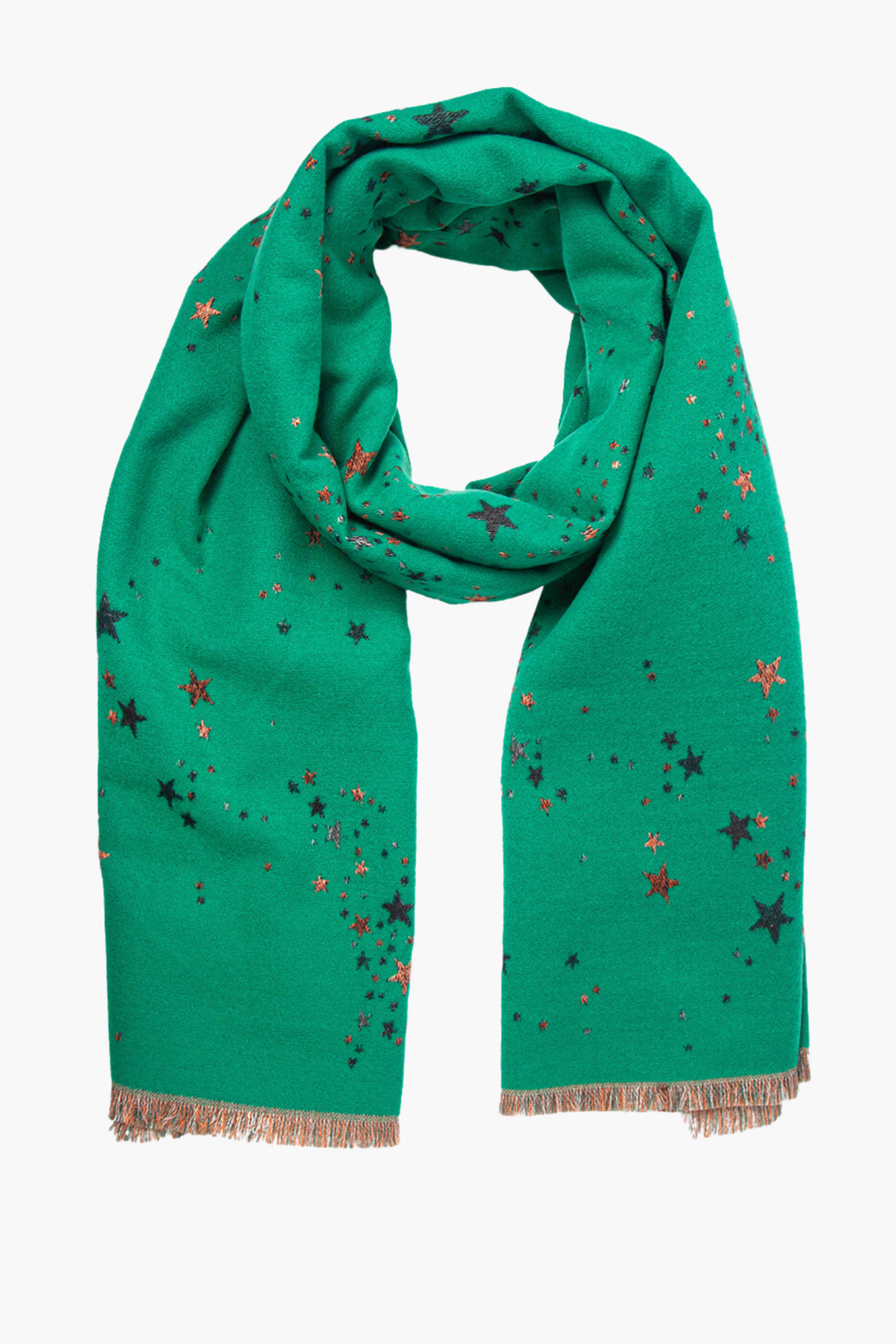 Star Print Heavyweight Scarf Green