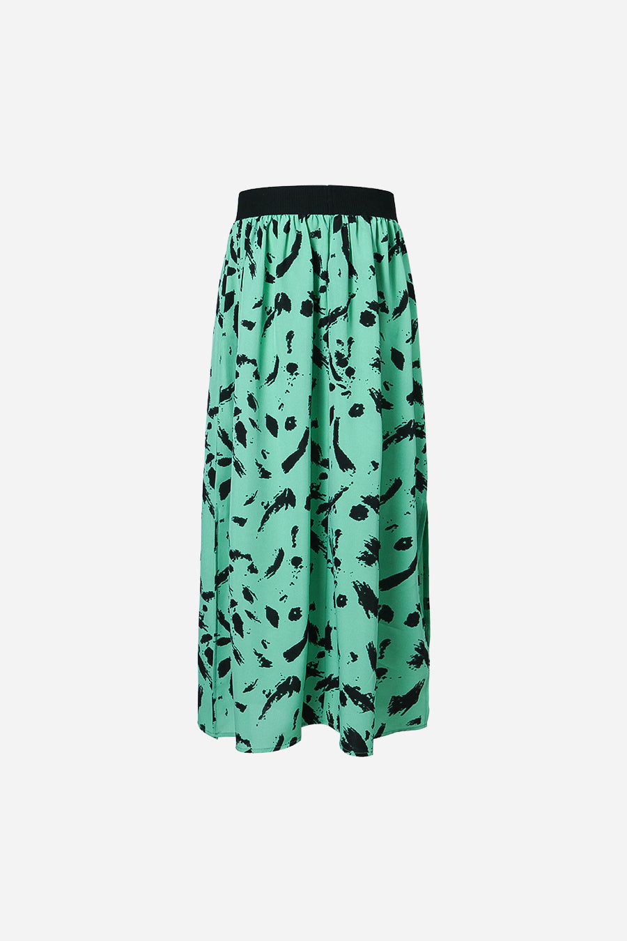 Mint Black Brush Stroke Elasticated Waistband Maxi Skirt