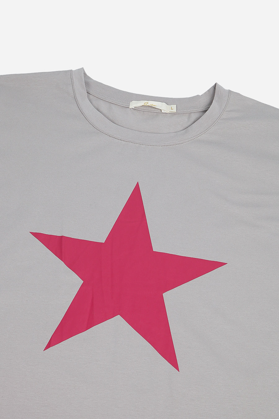 Light Grey Fuchsia Statement Star Tshirt