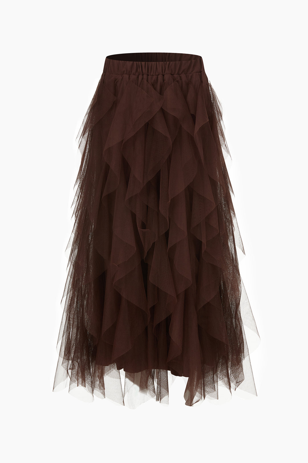 Layla-Brown-Layered-Tulle-Maxi-Skirt-Front
