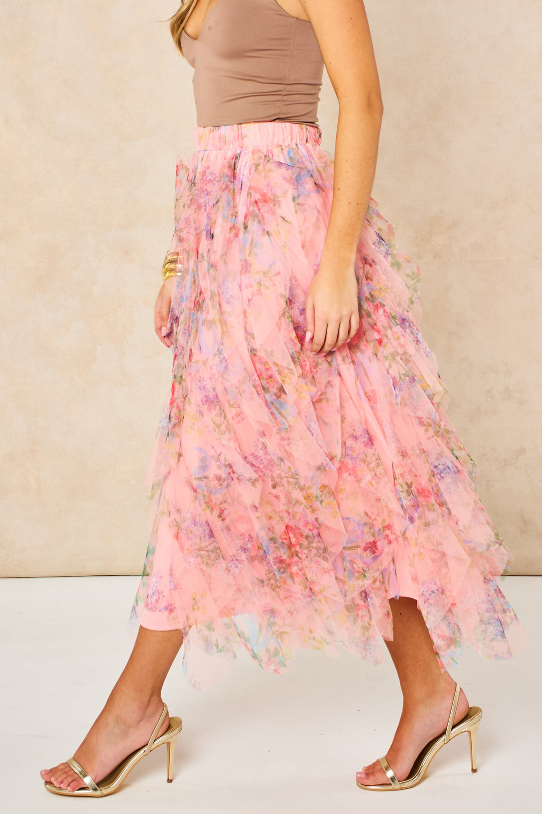 Layla-Peach-Pink-Floral-Layered-Tulle-Maxi-Skirt-Side