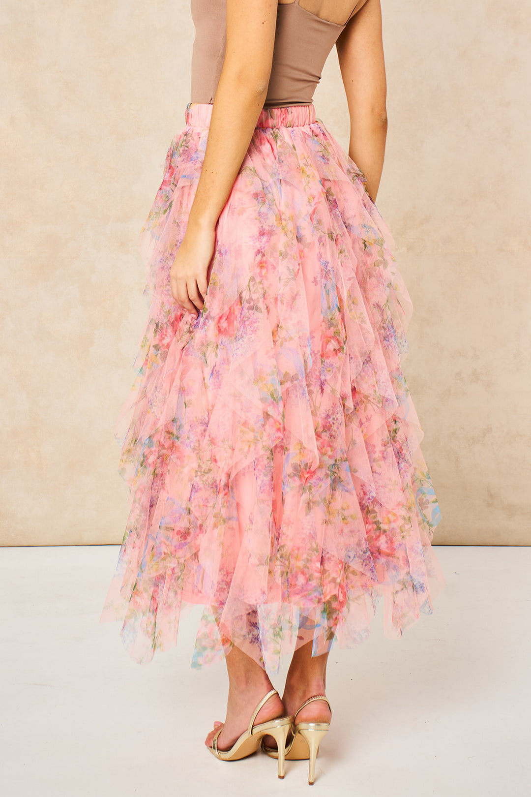 Layla-Peach-Pink-Floral-Layered-Tulle-Maxi-Skirt-Back