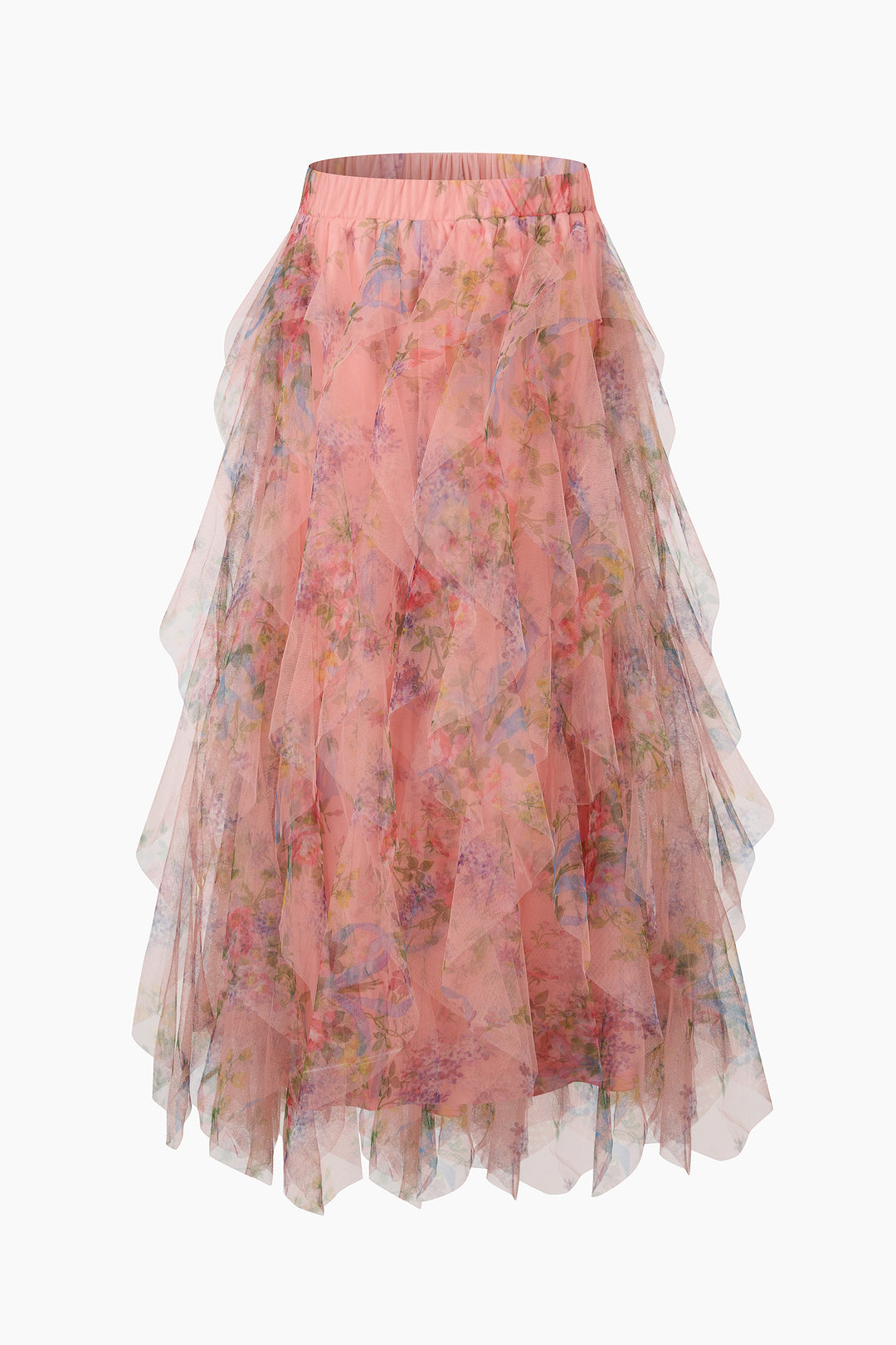 Layla-Peach-Pink-Floral-Layered-Tulle-Maxi-Skirt-Front