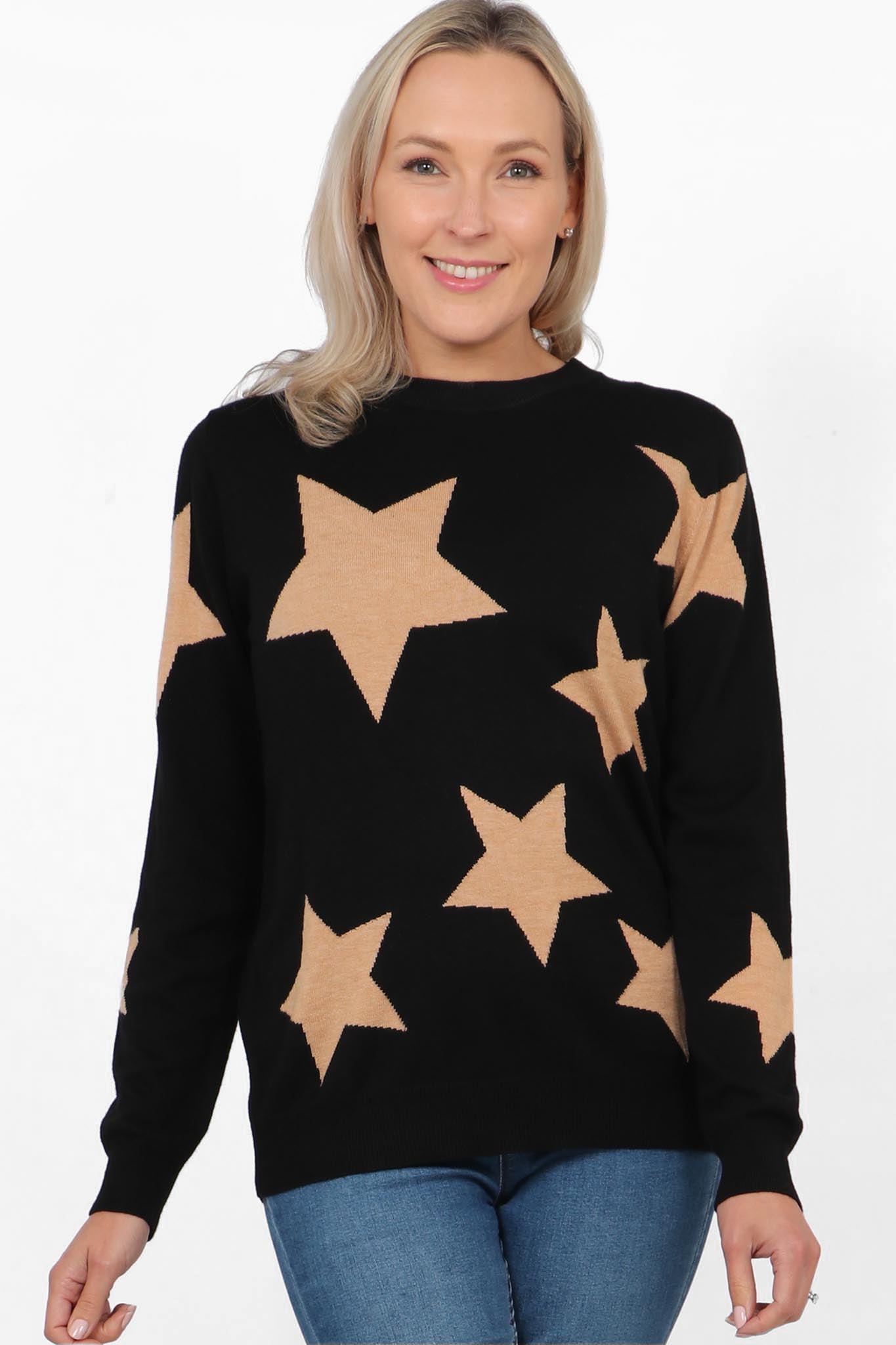 Black sweater hotsell with gold stars