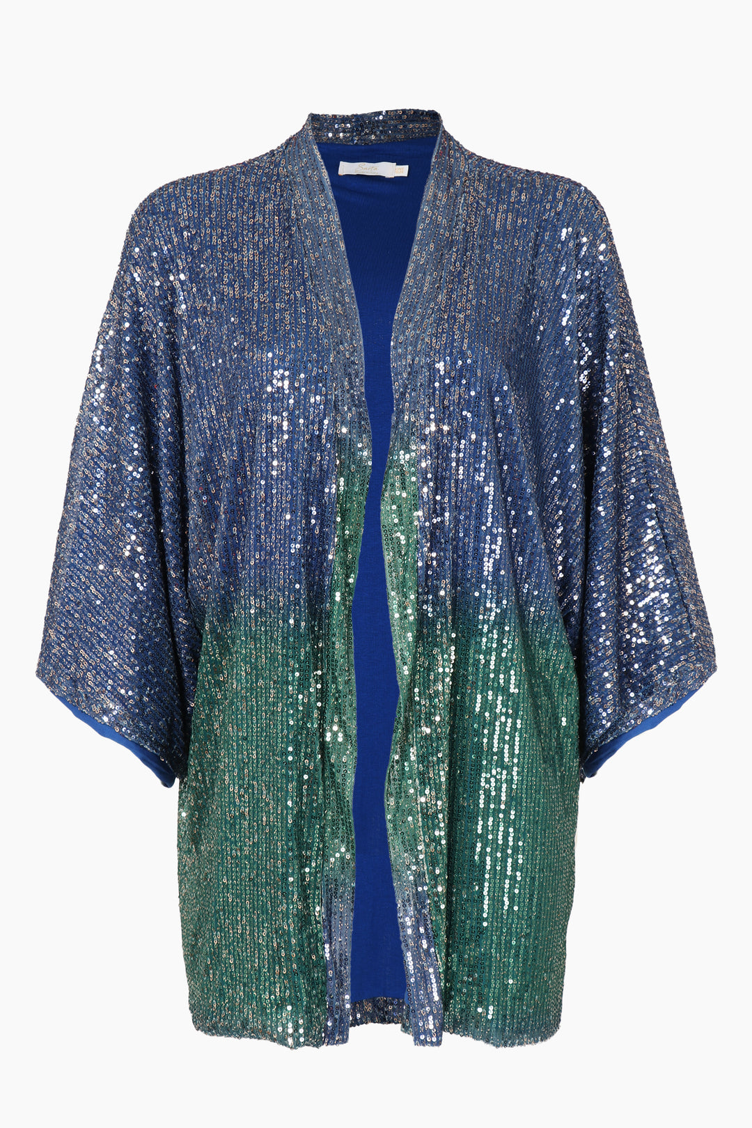blue and green sparkly sequin womens kimono jacket 