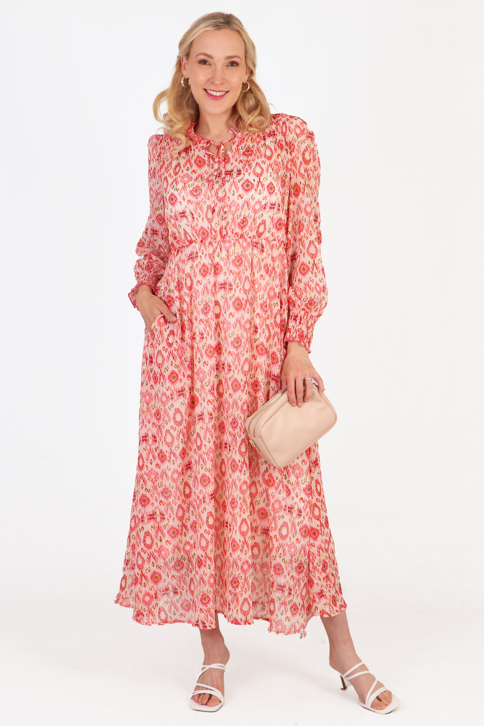 Long sleeve coral dress best sale