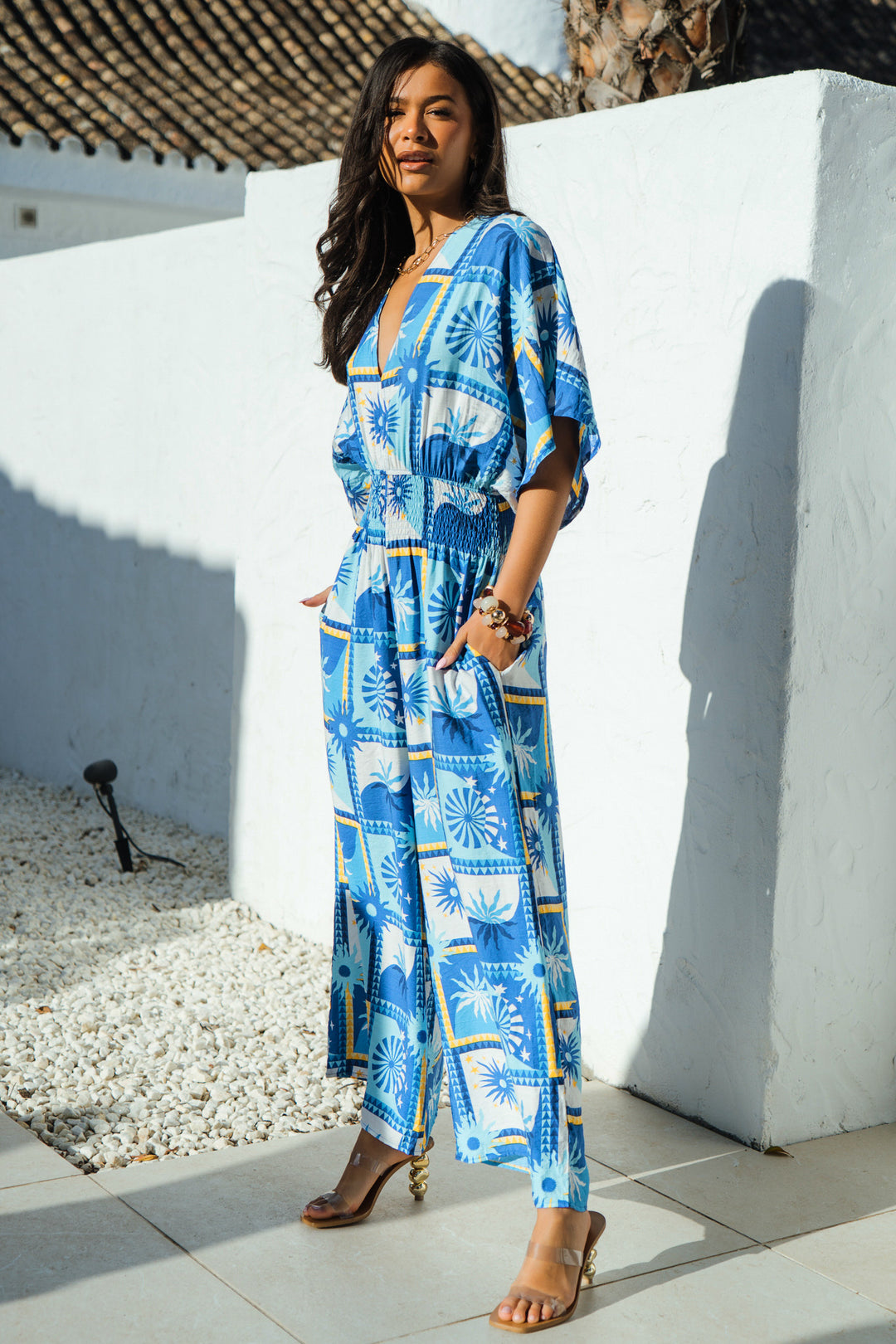 Sun-Checkerboard-V-Neck-Jumpsuit-in-Blue