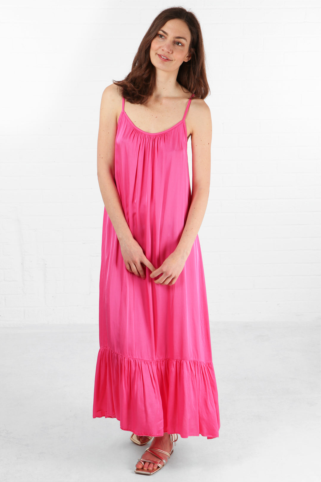 Sarta Summer Dresses Womens UK Strappy Tiered Maxi Dress Hot Pink – MSH ...