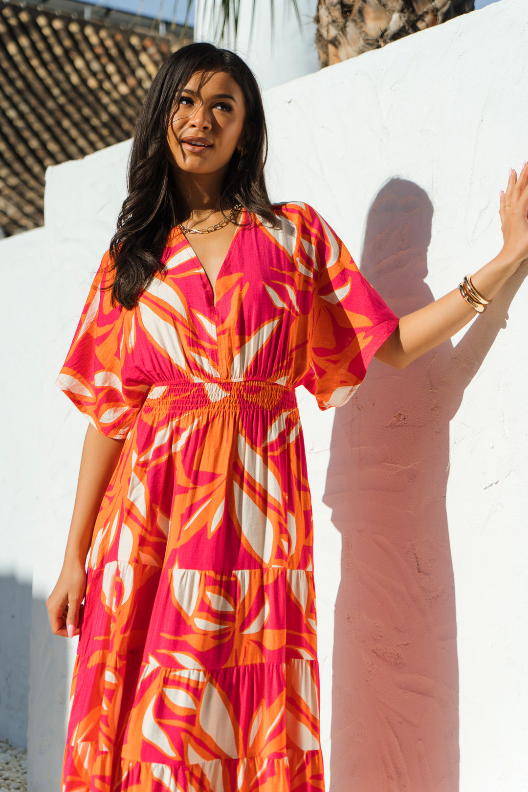 Tropical-Floral-Maxi-Kaftan-Dress-in-Hot-Pink
