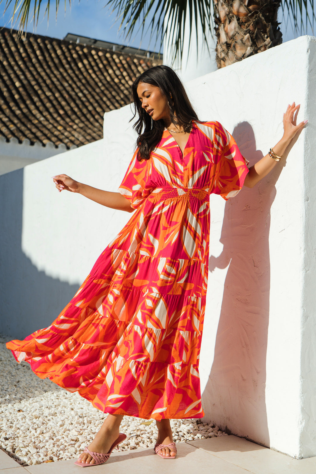 Tropical-Floral-Maxi-Kaftan-Dress-in-Hot-Pink