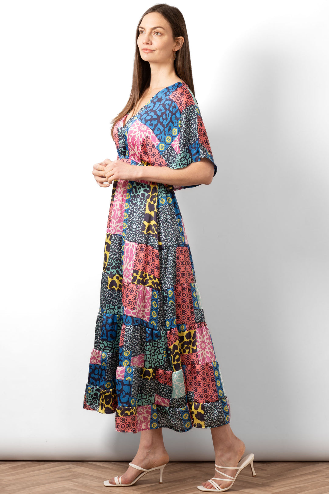 maxi kaftan dress uk Sarta Maxi Kaftan Dress Blue Pink Patchwork Long Summer Sundress UK – MSH  Wholesale