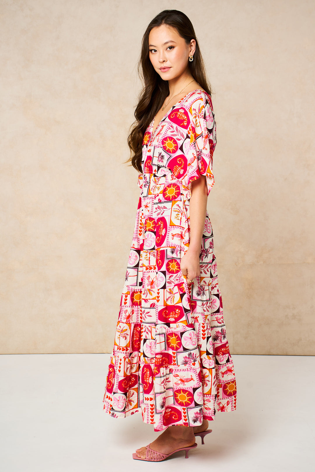 Postcard-Print-Maxi-Kaftan-Dress-in-Pink-side