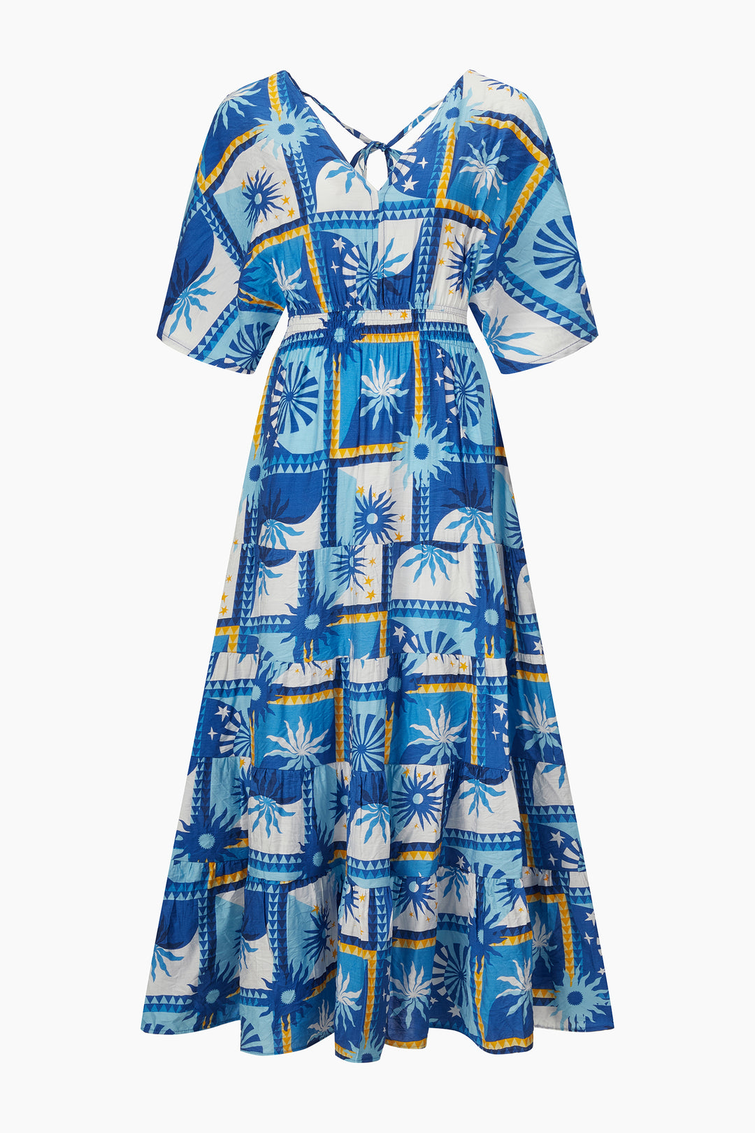 Sun-Checkerboard-Maxi-Kaftan-Dress-in-Blue-product-shot