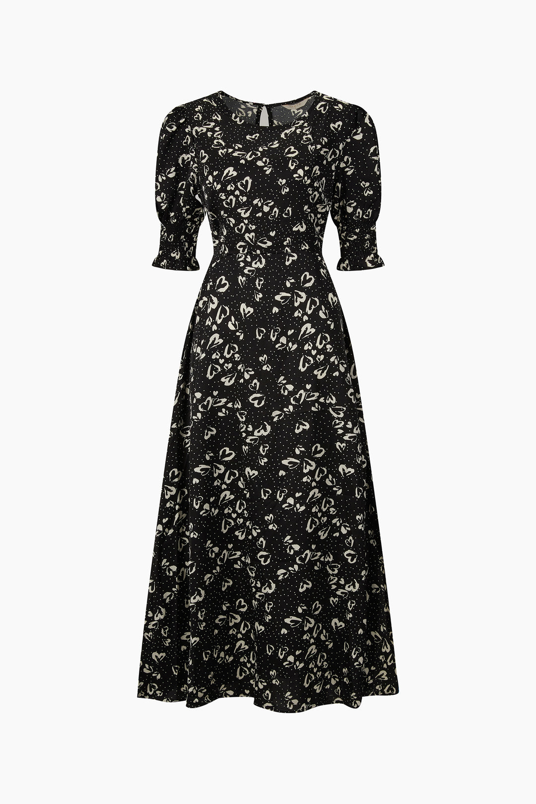 Love-Hearts-Midi-Tea-Dress-in-Black-product-image