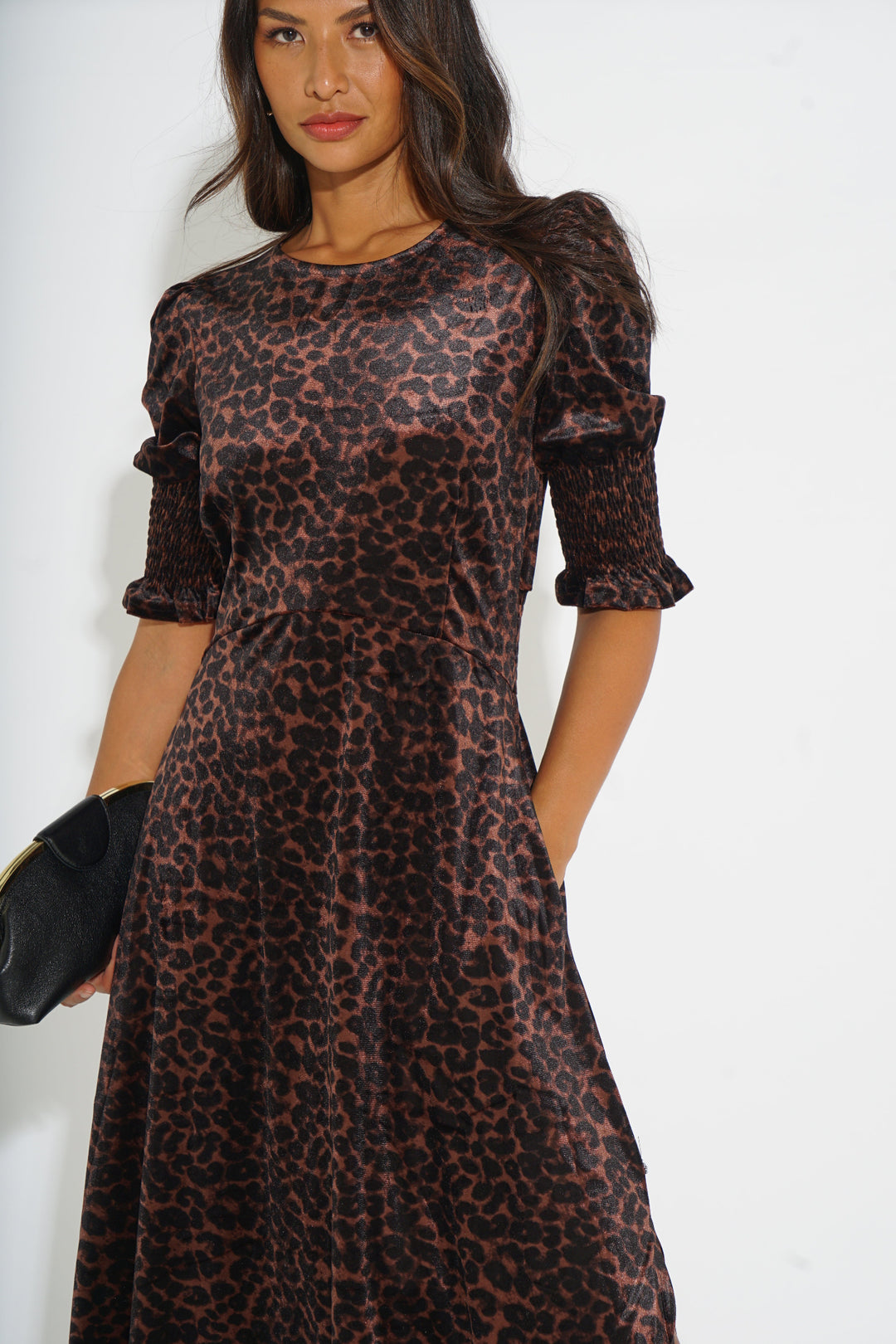 Velvet-Polka-Dot-Tea-Dress-in-Brown